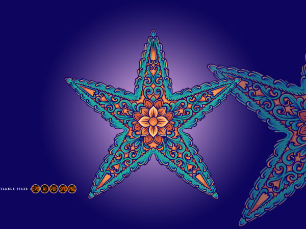 Elegant classic starfish ornament svg vector clipart