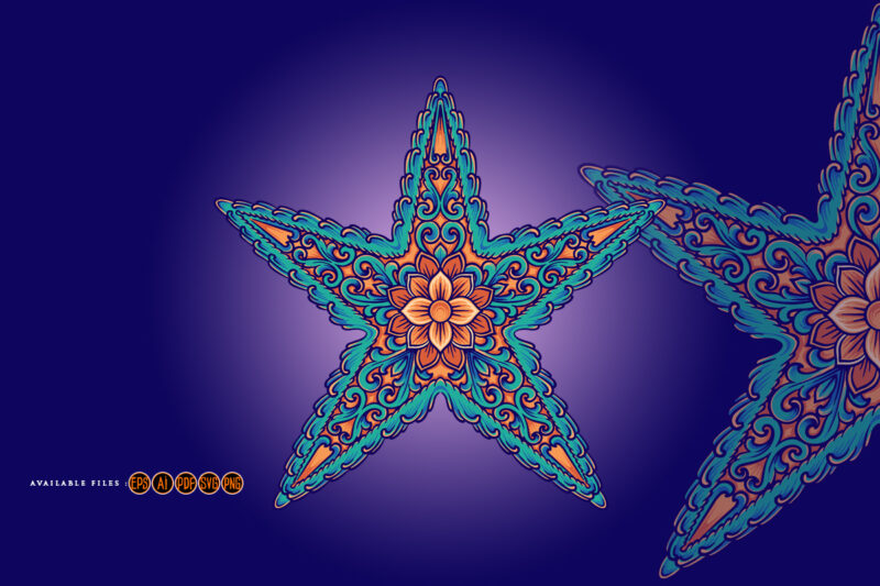 Elegant classic starfish ornament svg
