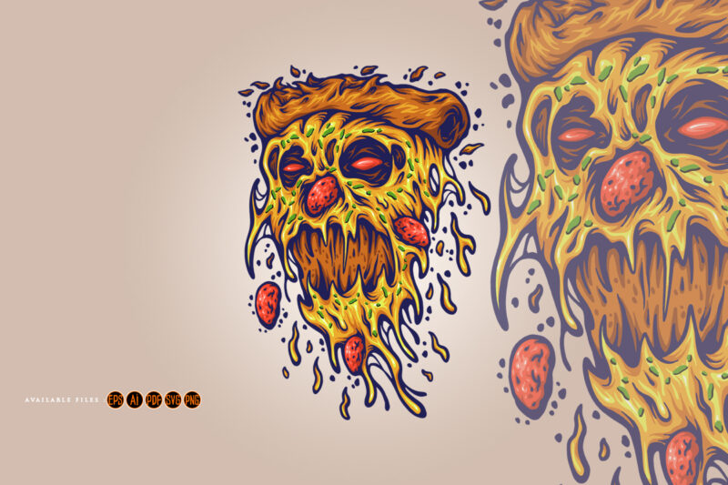 Scary monster pizza slice svg