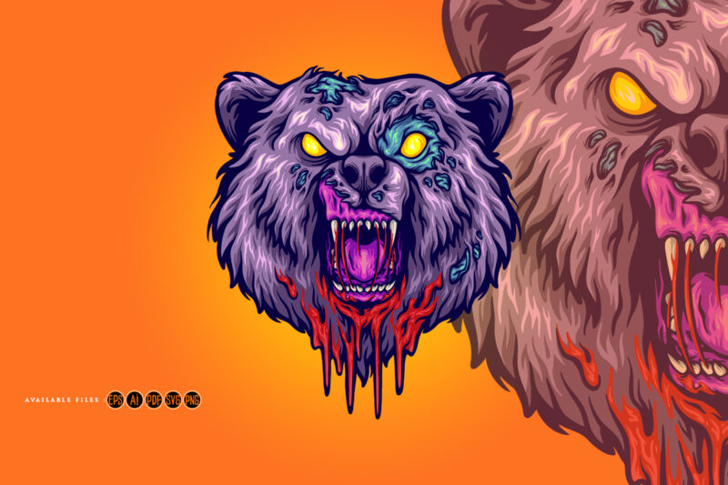 Scary bear head monster svg