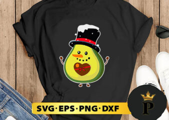 Avocado Snowman Christmas SVG, Merry christmas SVG, Xmas SVG Digital Download t shirt vector