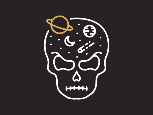 Space skull t shirt template vector