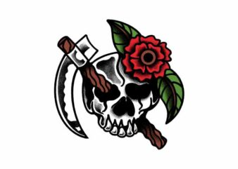 Death and Flower t shirt vector illustration