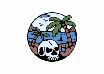 Skull and Beach t shirt template vector