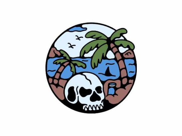 Skull and beach t shirt template vector