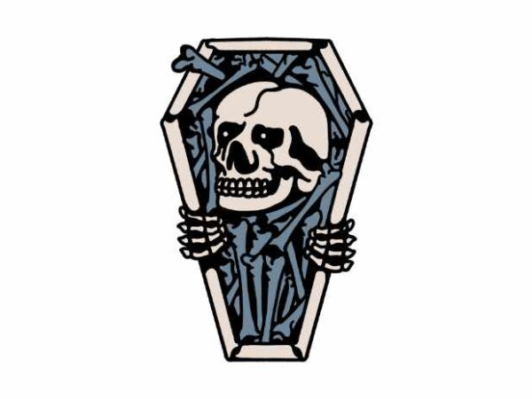 Skull Coffin t shirt template vector