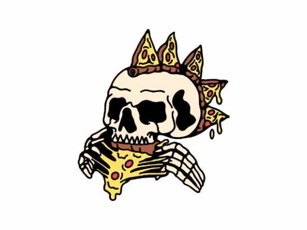Skull pizza punk t shirt template vector