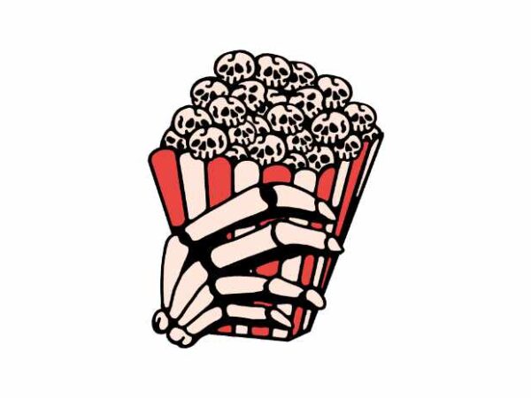 Skull popcorn t shirt template vector