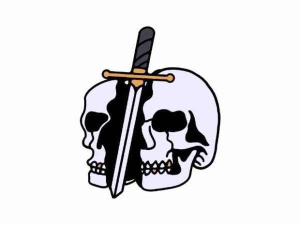 Skull sword t shirt template vector