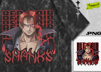 #5 Red Hair Shanks Anime Tshirt Design – Anime Design Png – Anime Artwork – Anime Streetwear tshirt design for sale – best selling anime tshirt design – trending anime tshirt design