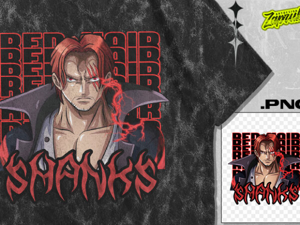 #5 red hair shanks anime tshirt design – anime design png – anime artwork – anime streetwear tshirt design for sale – best selling anime tshirt design – trending anime