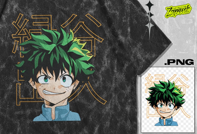 #8 Izuku Midoriya Boku Anime Tshirt Design - Anime Design Png - Anime Artwork - Anime Streetwear tshirt design for sale - best selling anime tshirt design - trending anime