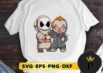 Baby Jack Skellington and Pennywise Halloween Cosplay SVG, Halloween Silhouette SVG, Halloween svg, Witch Svg, Halloween Ghost svg, Halloween Clipart, Pumpkin svg files, Halloween svg png graphics