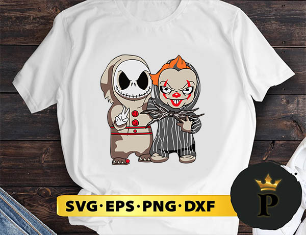 Baby Jack Skellington and Pennywise Halloween Cosplay SVG, Halloween Silhouette SVG, Halloween svg, Witch Svg, Halloween Ghost svg, Halloween Clipart, Pumpkin svg files, Halloween svg png graphics