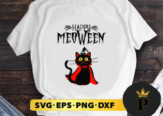 Black Cat Happy Halloween SVG, Cat Dracura svg, Halloween Silhouette SVG, Halloween svg, Witch Svg, Halloween Ghost svg, Halloween Clipart, Pumpkin svg files, Halloween svg png graphics
