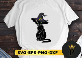 Black Cat With Witch Hat svg, Halloween Silhouette SVG, Halloween svg, Witch Svg, Halloween Ghost svg, Halloween Clipart, Pumpkin svg files, Halloween svg png graphics