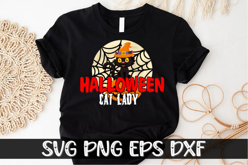 Halloween Cat Lady Shirt Print Template