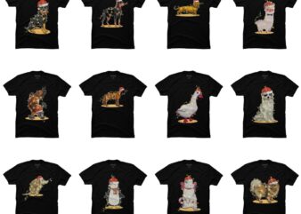 12 Bundle Christmas Lights Animal PNG Tshirt Design For Commercial Use Part 1
