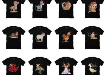 12 Bundle Christmas Lights Animal PNG Tshirt Design For Commercial Use Part 2