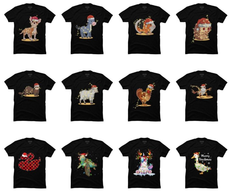 12 Bundle Christmas Lights Animal PNG Tshirt Design For Commercial Use Part 2