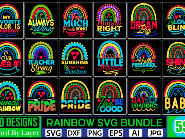 Rainbow t-shirt designs bundle