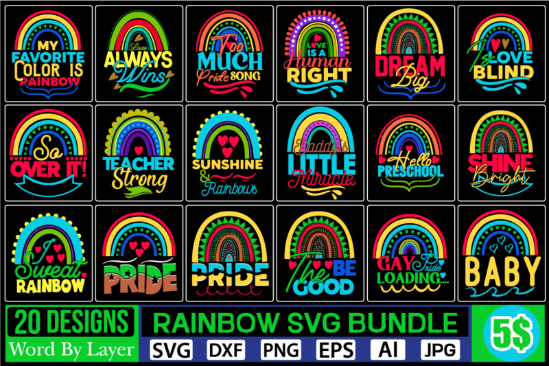 Rainbow T-Shirt Designs Bundle