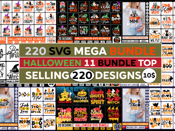 Halloween T-Shirt Mega Bundle , Halloween SVG Mega Bundle