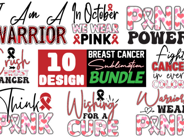 Breast cancer sublimation bundle t shirt template