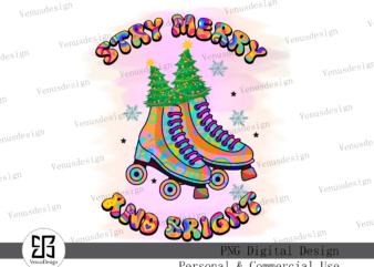 Stay Merry and Bright Sublimation t shirt template vector