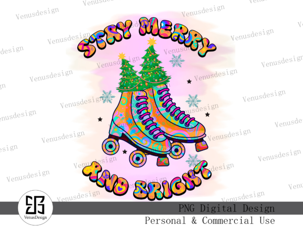 Stay merry and bright sublimation t shirt template vector