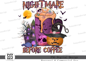 Nightmare Before Coffee Sublimation T shirt vector artwork