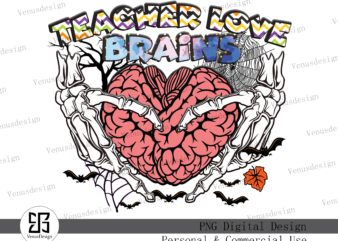 Teacher Love Brains Sublimation t shirt designs for sale