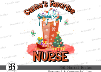 Santa’s Favorite Nurse Sublimation t shirt template vector