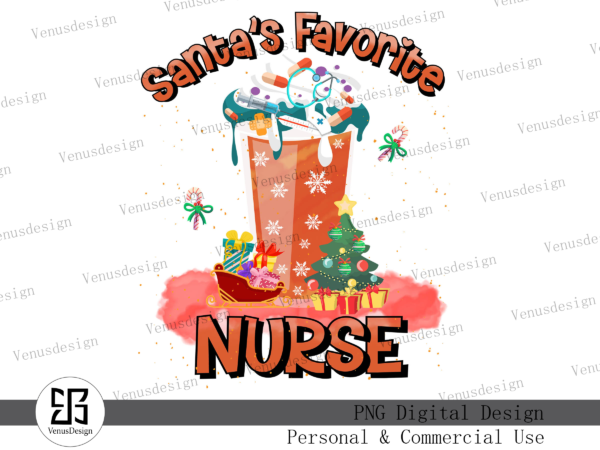 Santa’s favorite nurse sublimation t shirt template vector