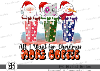 All I Want for Christmas More Coffee Png t shirt vector