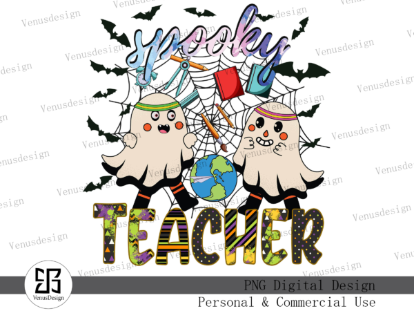 Spooky teacher png sublimation t shirt template vector