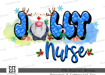 Jolly Nurse Christmas Sublimation vector clipart