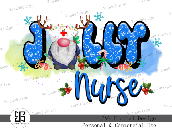 Jolly nurse christmas sublimation vector clipart