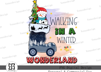 Walking in a winter wonderland PNG t shirt design for sale