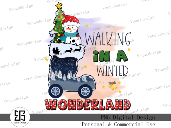 Walking in a winter wonderland png t shirt design for sale