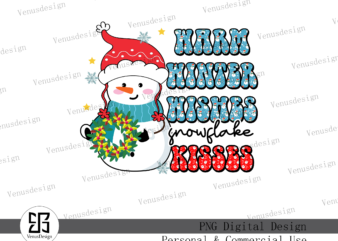 Warm winter wishes snowflake kisses png t shirt design for sale