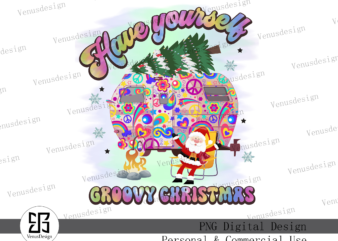 Have yourself groovy Christmas PNG