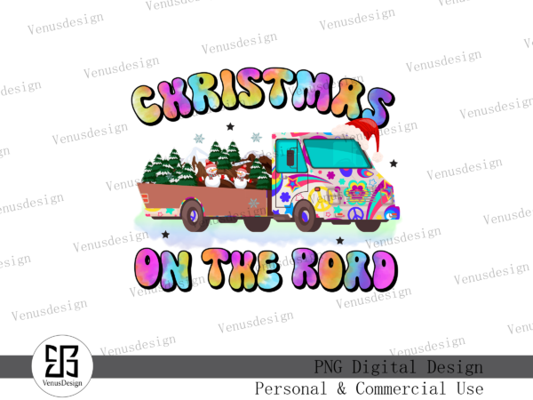 Christmas on the road sublimation t shirt vector file
