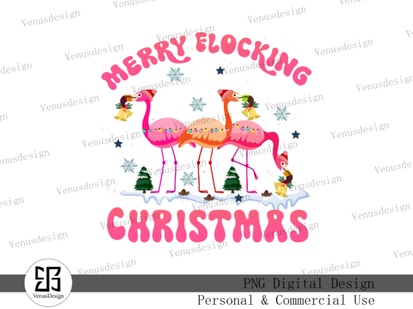 Merry flocking christmas sublimation t shirt designs for sale