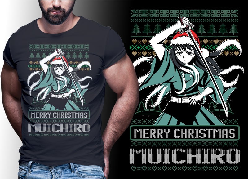 CHRISTMAS ANIME DEMON SLAYER TSHIRT DESIGNS BUNDLE