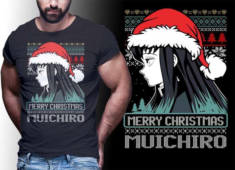 CHRISTMAS ANIME DEMON SLAYER TSHIRT DESIGNS BUNDLE