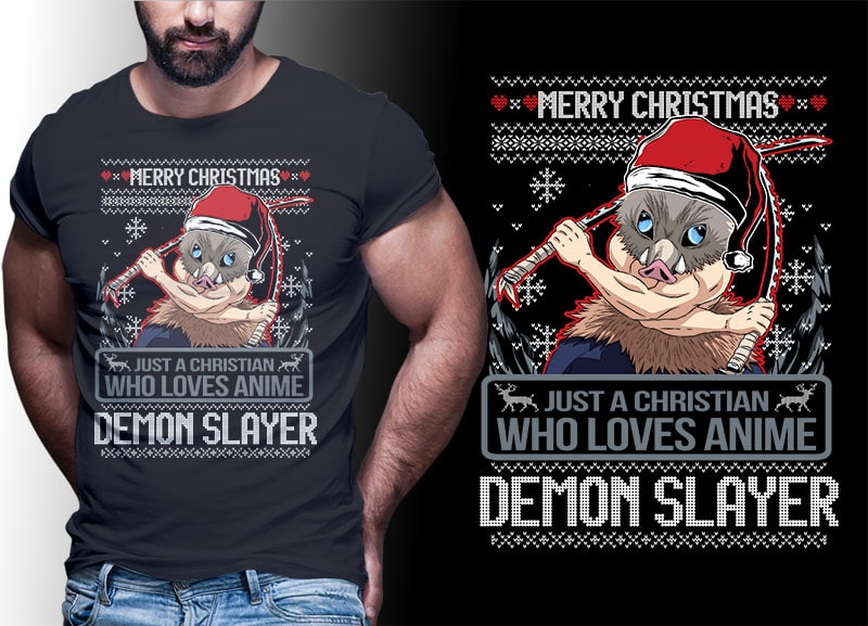 CHRISTMAS ANIME DEMON SLAYER TSHIRT DESIGNS BUNDLE