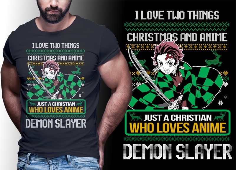 CHRISTMAS ANIME DEMON SLAYER TSHIRT DESIGNS BUNDLE