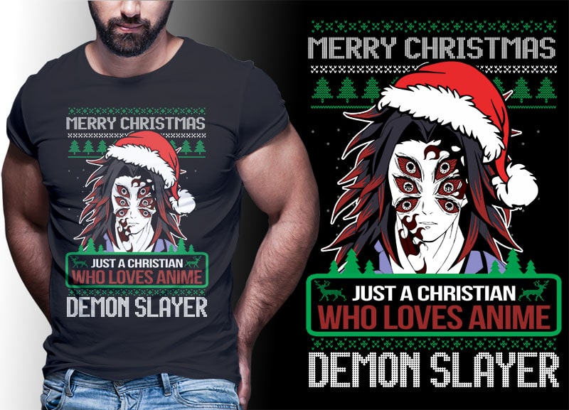 CHRISTMAS ANIME DEMON SLAYER TSHIRT DESIGNS BUNDLE