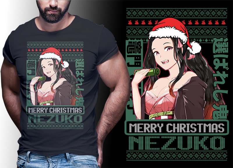 CHRISTMAS ANIME DEMON SLAYER TSHIRT DESIGNS BUNDLE